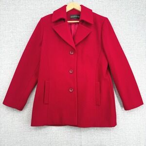 Kristen Blake Women's Red Wool‎ Blend Button Front Coat Jacket Sz L Statement